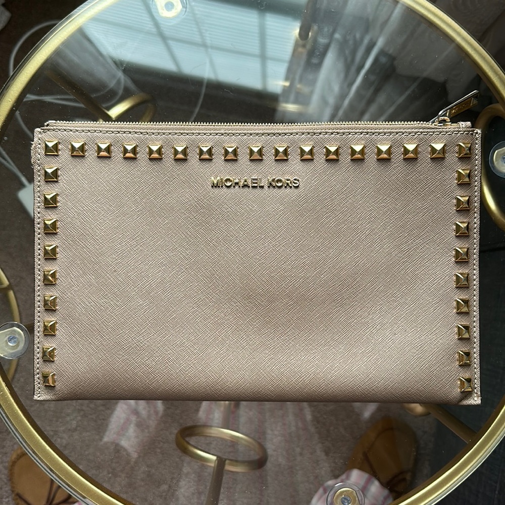 Michael Kors Selma Studded Leather Clutch